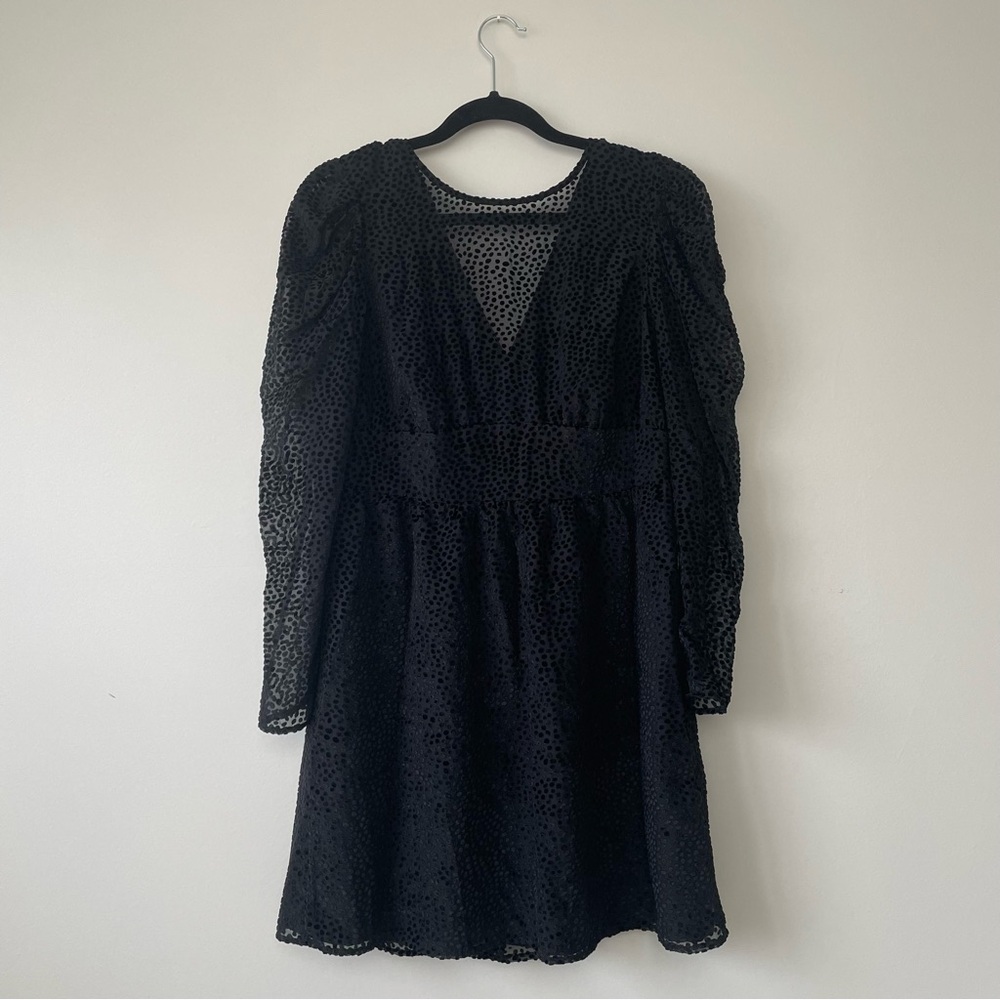 Express Black V-Neck detail polka dot Dress